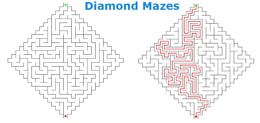 Diamond maze generator patterns for creative puzzle creation